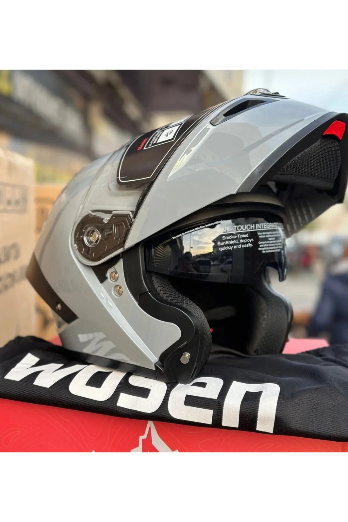 WOSEN GÜNEŞ GÖZLÜKLÜ ÇENE AÇILIR NARDO GRİ KASK