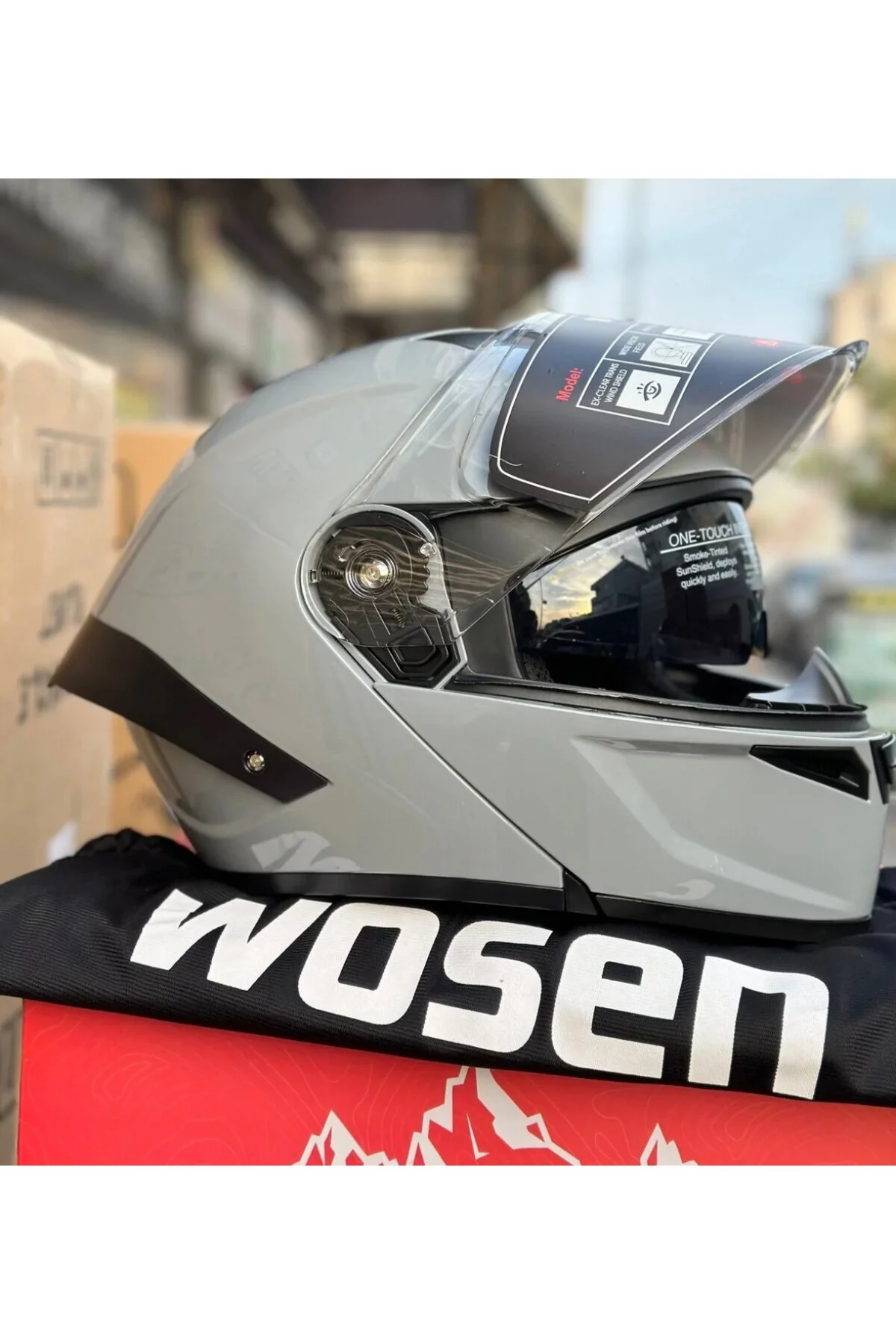 WOSEN GÜNEŞ GÖZLÜKLÜ ÇENE AÇILIR NARDO GRİ KASK